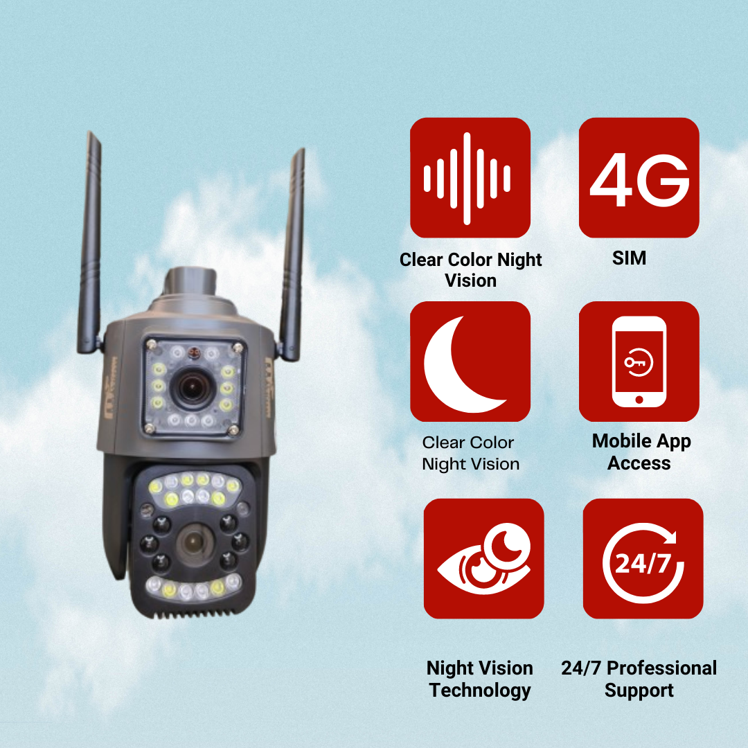 MTechies 4G Dual Lens Outdoor PT Camera,4G 3+3MP Dual Lens SIM Based